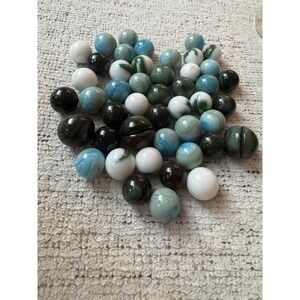 Vintage Marble Lot Small Medium Dark Green Milky Swirl Marbles Handmade Marbles